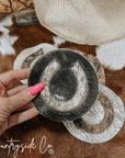 Horseshoe Cowhide Coaster Set