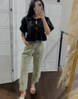 The Elma Front Tie Top in Black