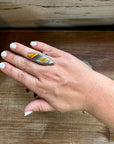 Long Ring - size 8 - sterling silver with bumblebee jasper