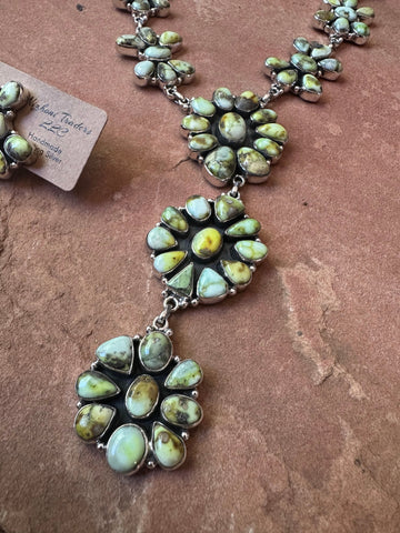 Handmade Sterling Silver & Palomino Turquoise Necklace Earring Set