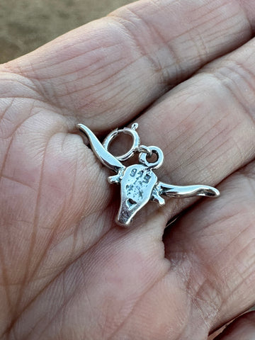 Navajo Crafted Sterling Silver Steer Head Charm