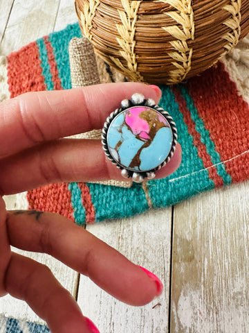 Navajo Sterling Silver & Cotton Candy Adjustable Ring
