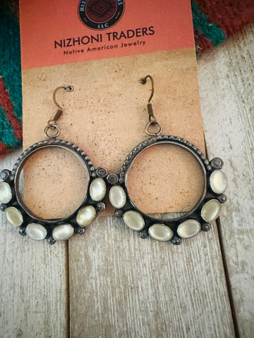 Navajo Mother of Pearl & Sterling Silver Dangle Earrings