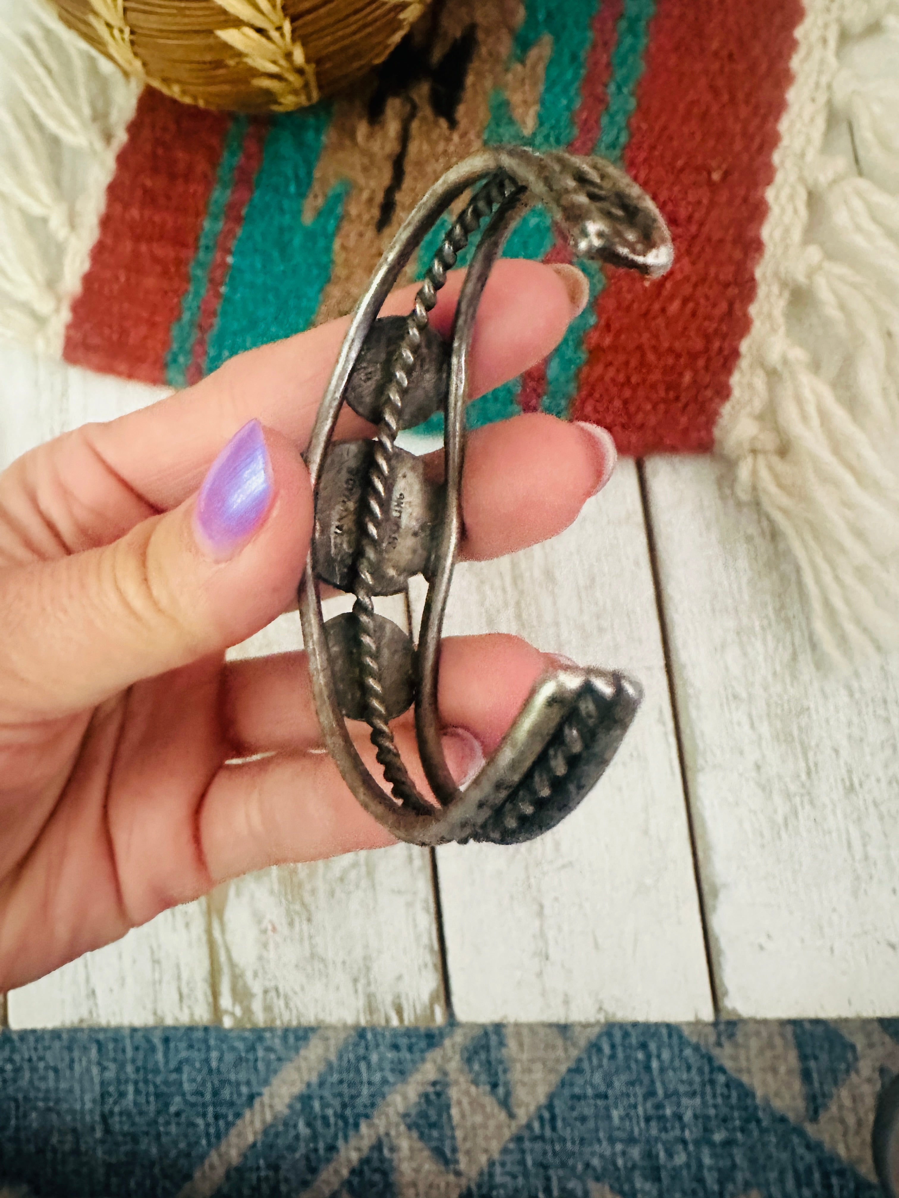 Old Pawn Navajo Sterling Silver & Turquoise Cuff Bracelet