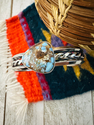 Navajo Sterling Silver & Golden Hills Turquoise Cuff Bracelet