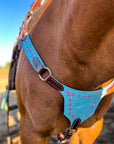 Pink on Turquoise BuckStich Betty Bikini Breast Collar