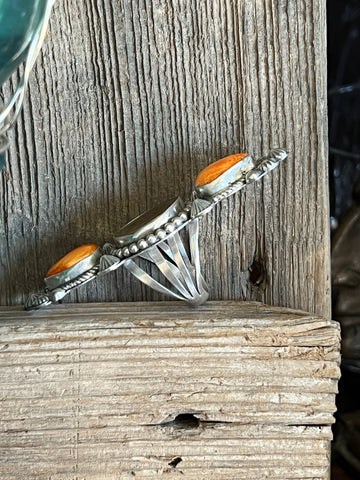 Apache Sterling Silver, Spiny Oyster and Indian Head Penny Rings by Rosella Paxson