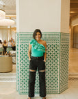 Cut Out Rhinestone Jeans -clearance