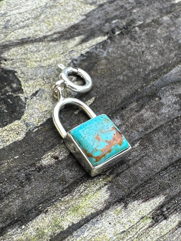 Sterling Silver and Royston Turquoise Key to my Heart Charm