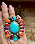 Adjustable Cluster Ring – Sonoran Gold & Spiny Oyster by E. Richards, Native Made