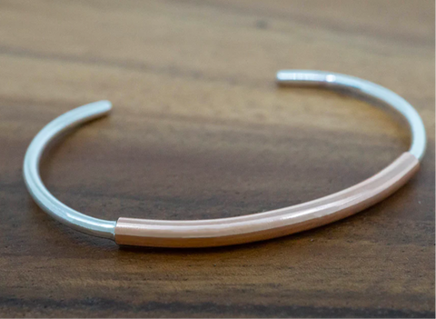 SIMPLE Sterling SILVER CUFF BRACELET W/ COPPER FINISH - Everest Ranch