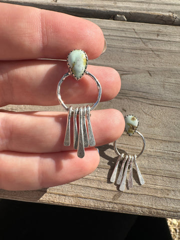 Handmade Sterling Silver & Palomino Turquoise Fringe Earrings