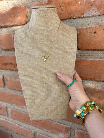 “The Golden Collection” Handmade 14k Gold Plated Bull Necklace