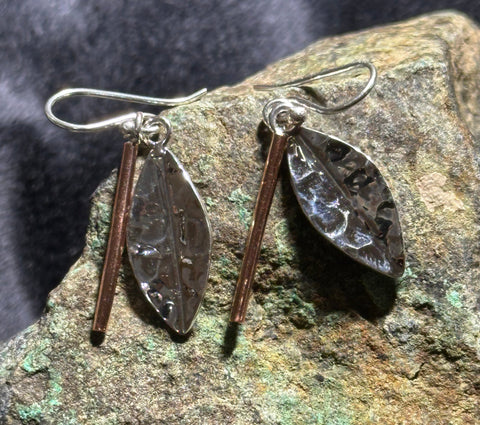 SILVER LEAF W/ COPPER CENTER EARRINGS