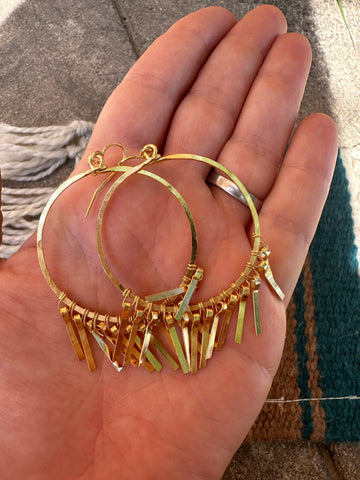 “The Golden Collection” Fringy Handmade Gold Plated Hoop Earrings