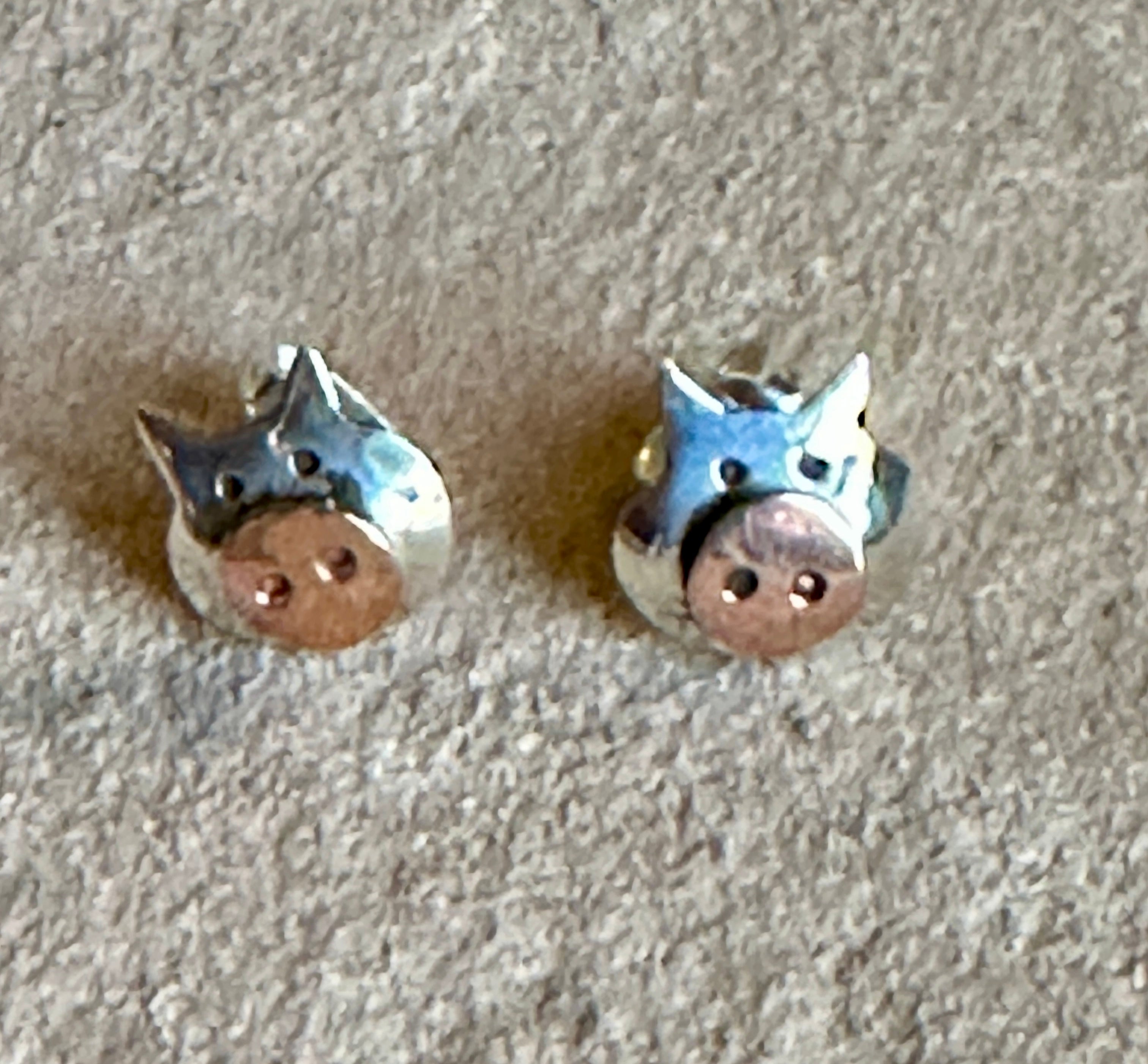 COPPER & SILVER PIGGY STUD Earrings