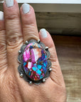 Oval rings - adjustable -Dahlia ring and sterling silver
