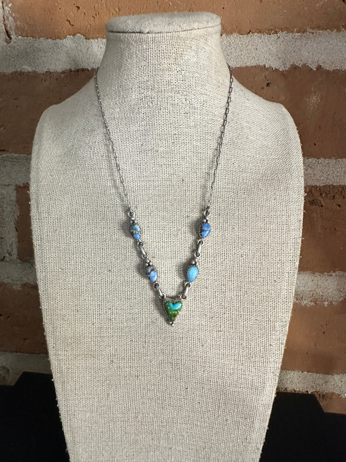 "Handmade Sterling Silver Heart Necklace with Turquoise - Unique Gift"