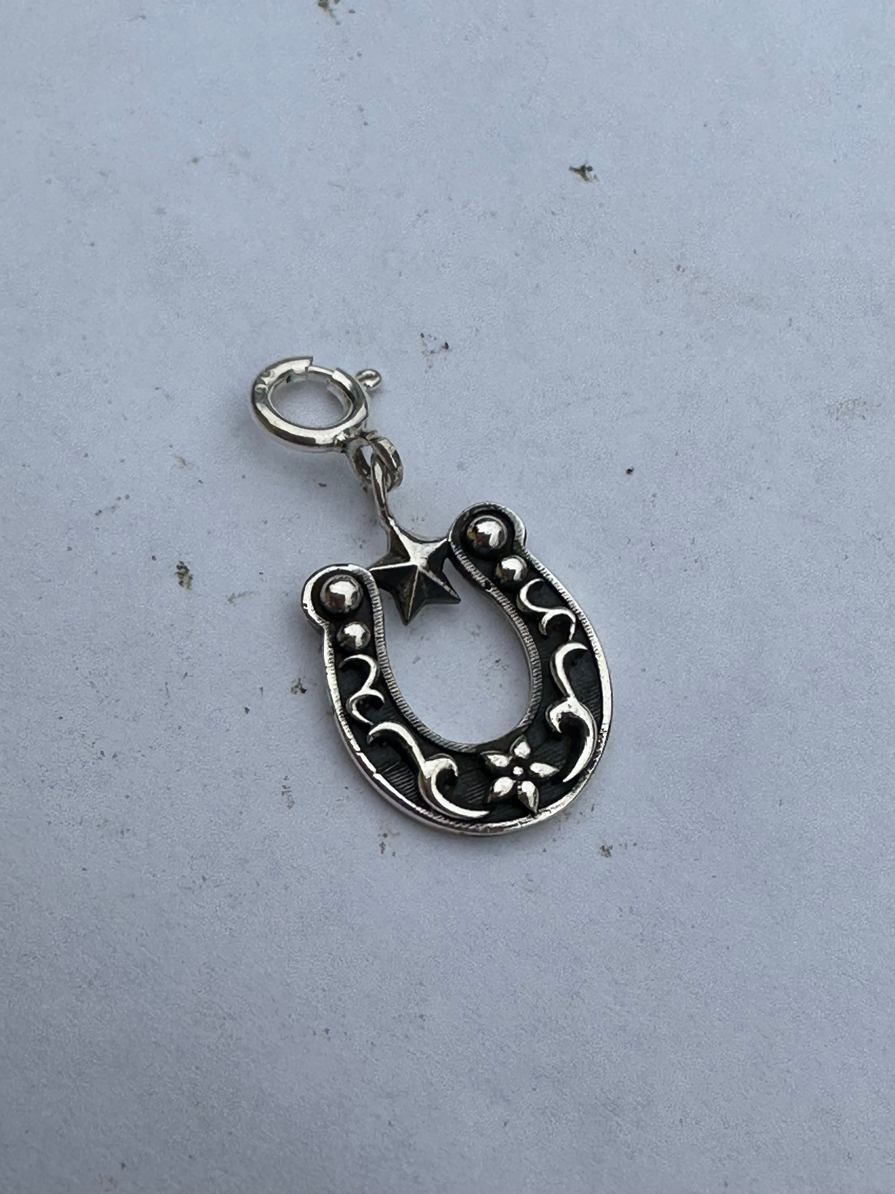 Sterling Silver Flower Horseshoe Charm