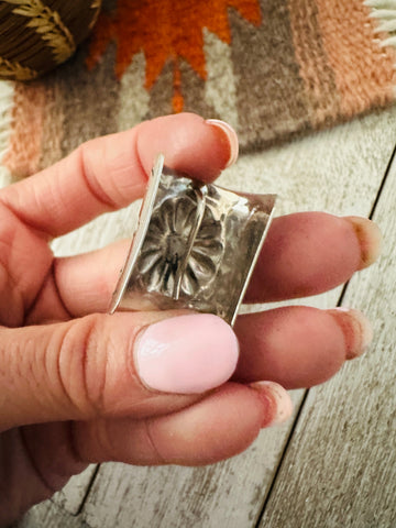 Navajo Turquoise & Sterling Silver Hand Stamped Ponytail Clip