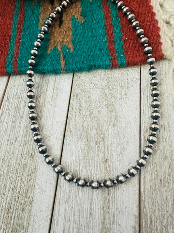 Navajo Sterling Silver Pearl 14” Beaded Necklace