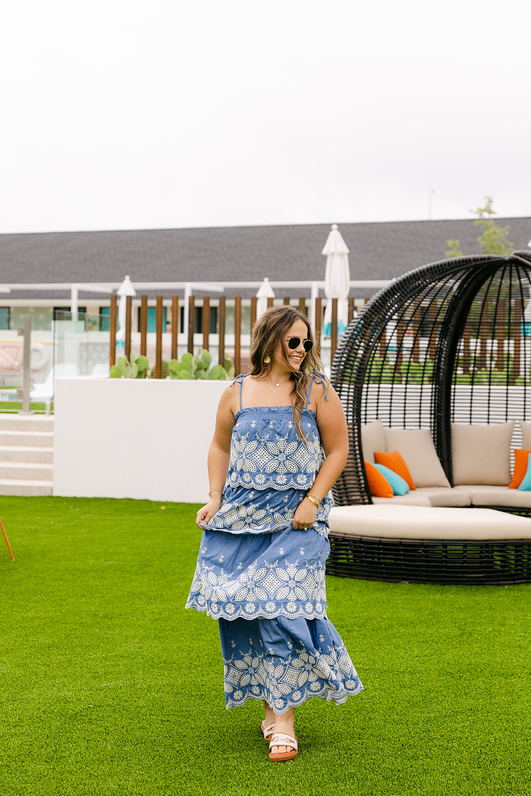 The Venice Maxi Skirt Set in Denim Blue