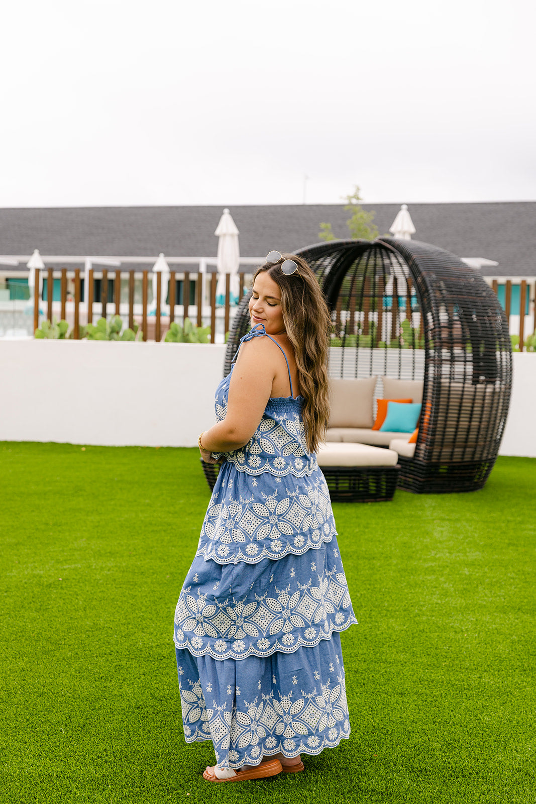 The Venice Maxi Skirt Set in Denim Blue