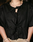 The Elma Front Tie Top in Black