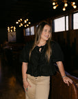 The Elma Front Tie Top in Black