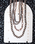 Harper Navajo Style Pearl Layered Fashion Necklace - Copper