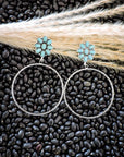 Poppy Stud Dangle Hoop Fashion Earrings