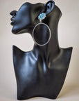 Poppy Stud Dangle Hoop Fashion Earrings