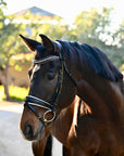 The Harlow Black Patent Snaffle Bridle with Removable Flash