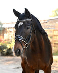 The Harlow Black Patent Snaffle Bridle with Removable Flash