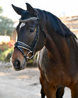 The Harlow Black Patent Snaffle Bridle with Removable Flash