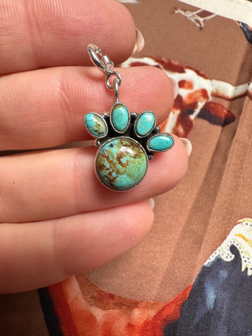 Handmade Sterling Silver and Turquoise PAW Charm