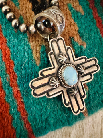 Navajo Sterling Silver Turquoise Cross Pendant | Golden Hills Jewelry