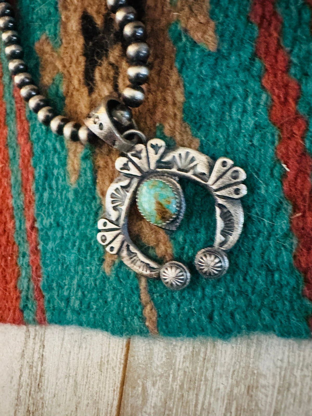 Navajo Sterling Silver Turquoise Naja Pendant by Kevin Billah- Unique Artisan Jewelry