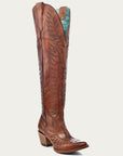 E1507 - WOMEN'S EMBROIDERY COGNAC J TOE TALL TOP COWBOY BOOT