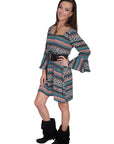 34"dress W/scoopneck & Ruffle 3/4slv - E155