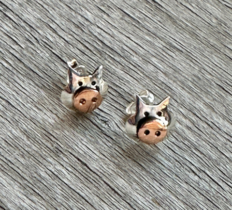 COPPER & SILVER PIGGY STUD Earrings