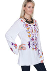 Floral Emb. Blouse W/bell Sleeves - E190