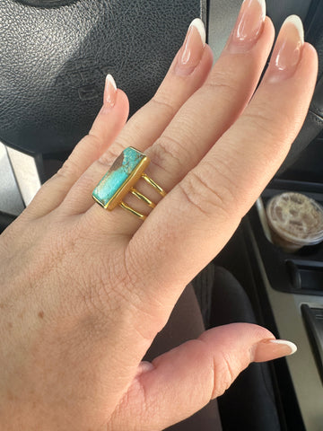 "Shop The Golden Collection: Natural Turquoise & Gold Plated Ring"