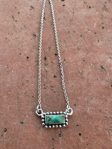 Handmade Sterling Silver Kingman Turquoise Bar Necklaces