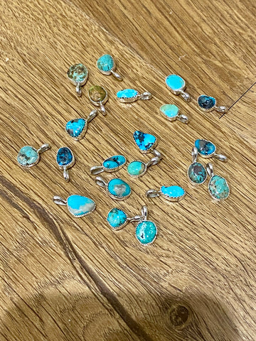 Navajo Sterling Silver & Kingman Turquoise Mini Pendant