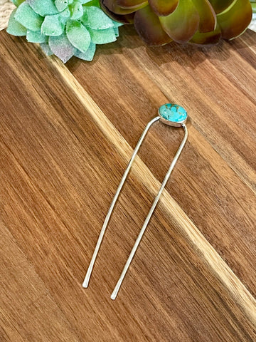 Handmade Turquoise & Sterling Silver Hair Pin