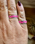 Pink Opal Inlay Band Ring – Sterling Silver  – Sizes 6.5 & 7.5