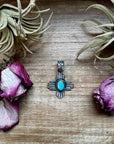 Zia Symbol Pendant with Golden Hill Turquoise – Sterling Silver – Native Made by KB