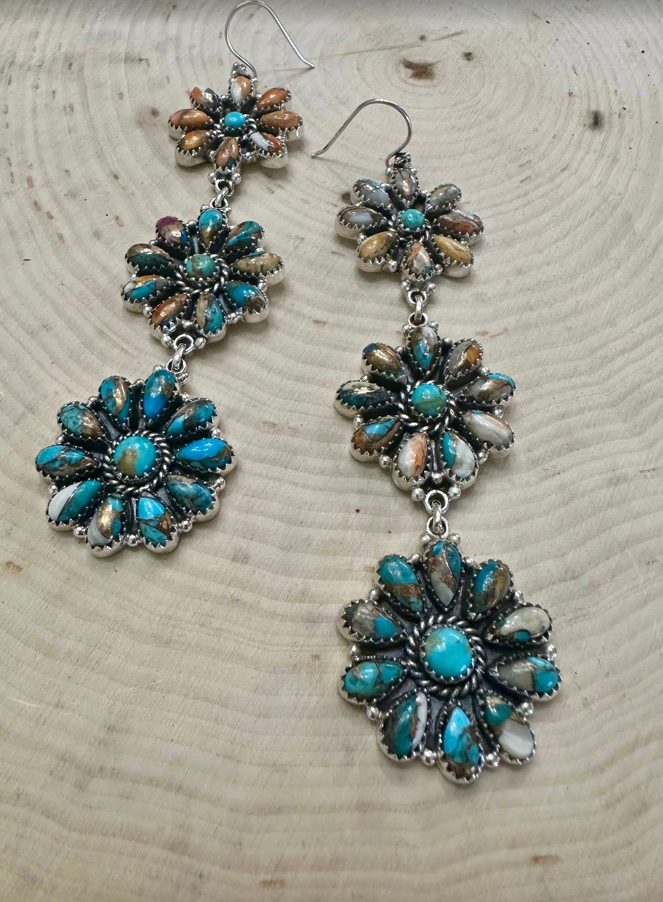 "Shop Cassidy Collection: Handmade Turquoise & Silver Flower Earrings"