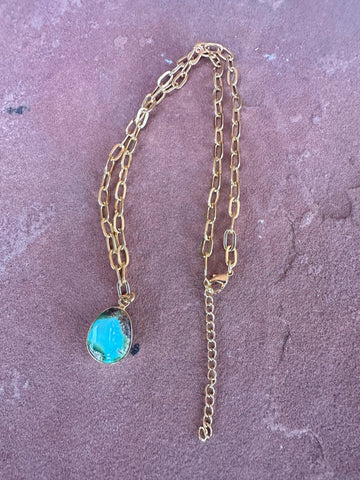 Handmade Sonoran Turquoise & 14K Gold Plated Necklace